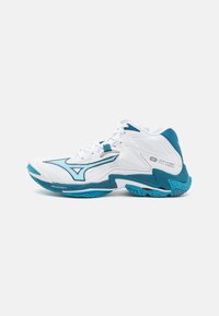 Mizuno - WAVE LIGHTNING Z8 MID - Volejbalové boty - white/moroccan blue/silver Miniatura obrázku 1