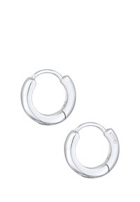 Silverfärgade hoops med en polerad yta, med en slät, rundad design och en säker låsmekanism. Märkta med "925" för sterlingsilver.