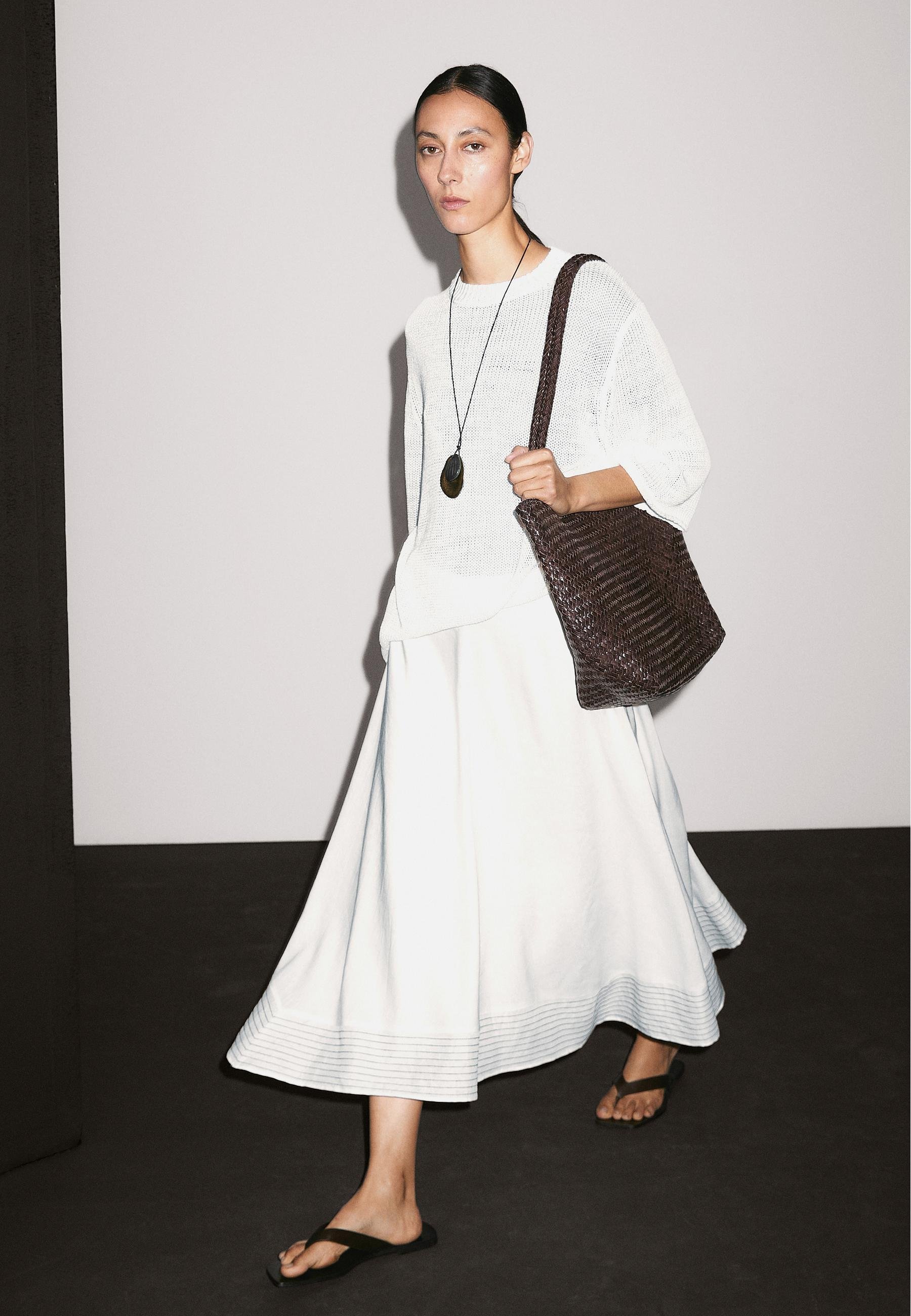 Massimo Dutti FLARED WITH SEAM DETAILS - A-line skirt