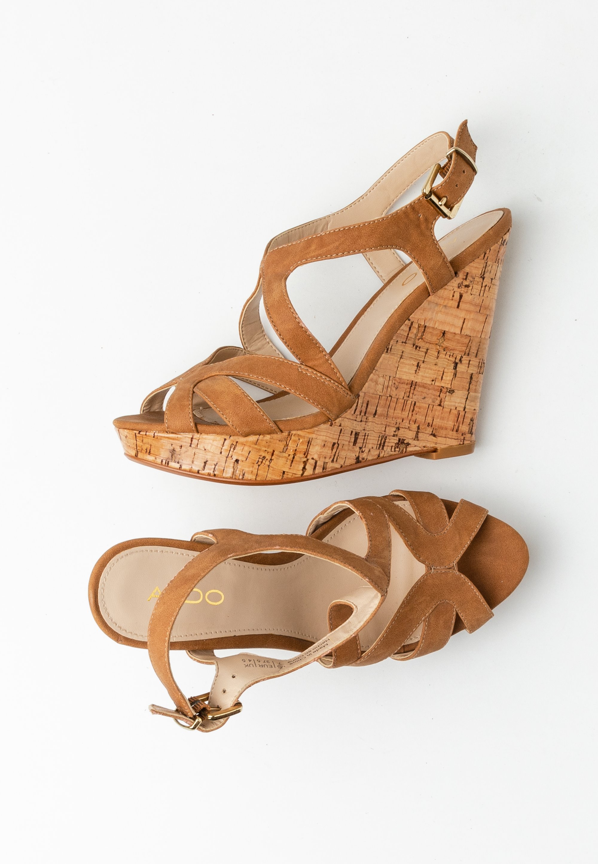 ALDO Wedge sandals brown (Pre-owned) Zalando