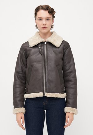 VMVIRGINIA JACKET - Imitert skinnjakke - chocolate torte/oatmeal
