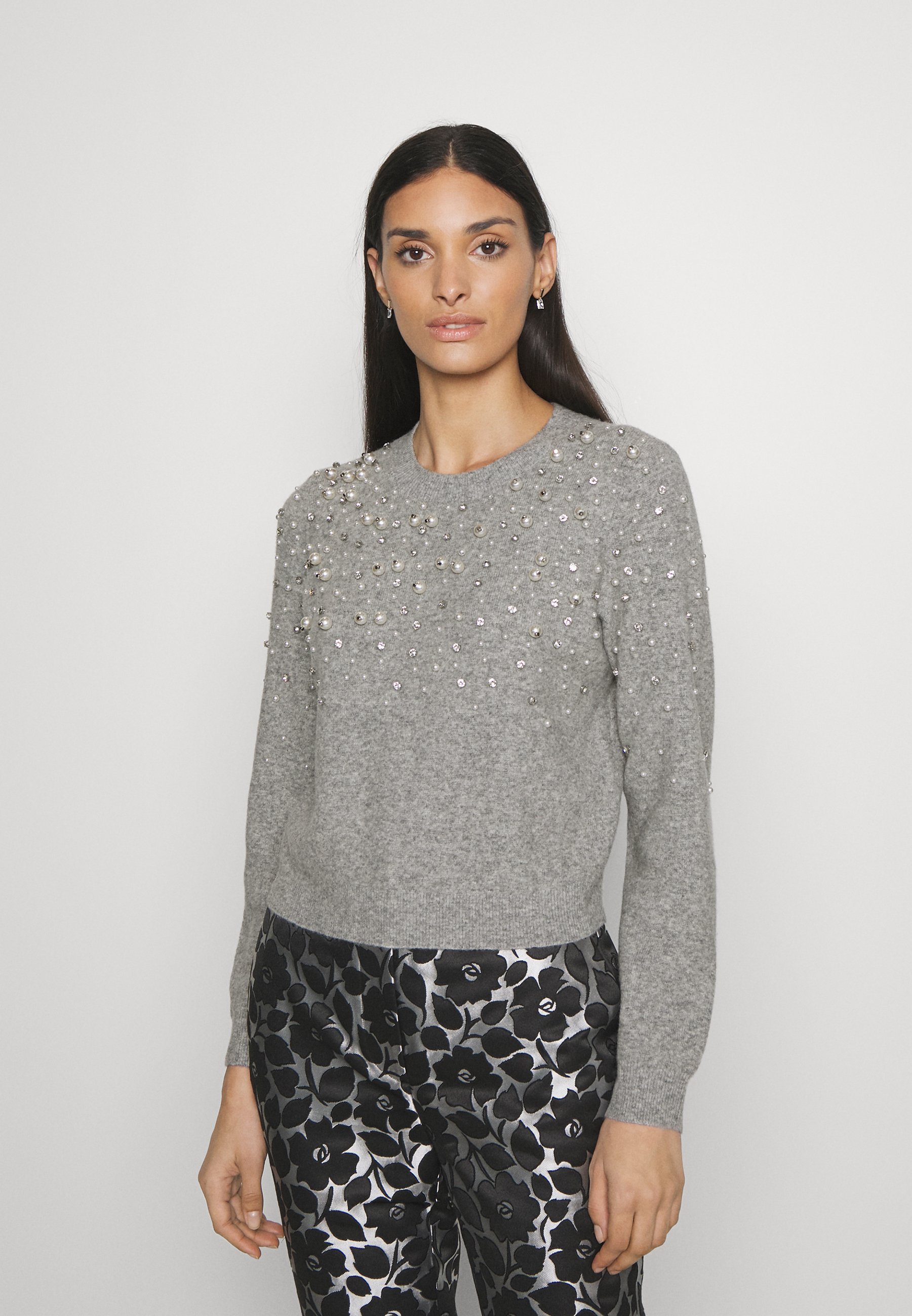 kate spade new york PEARL RHINESTONE EMBELLISHED SWEATER - Jumper - grey/ grey - Zalando.de