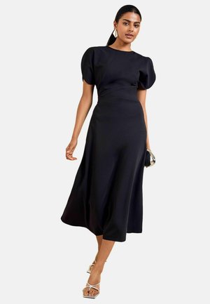 Friends Like These, SPLIT SLEEVE RUCHED MIDI DRESS - Freizeitkleid - black