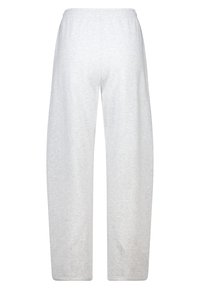 Pantalones de chándal gris claro hechos de una suave mezcla de algodón, con una cintura elástica, corte holgado y sin bolsillos.