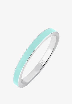 Sølvring i sterlingsølv med en flad, mintgrøn emaljeindlægning. Stemplet "925" for ægthed i sterlingsølv. Slank, glat design.