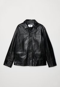 MOONOGRAM EMBOSSED BOXY JACKET - Kožená bunda - black