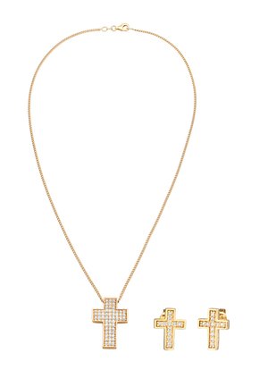 SPARKLING RELIGIOUS CROSS - Earrings - gold-coloured