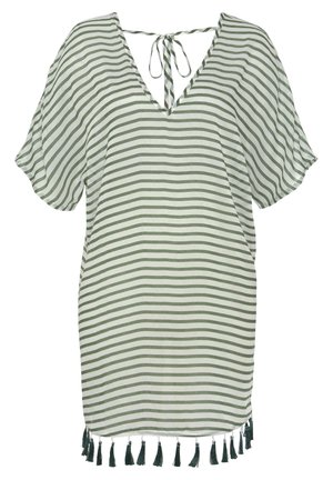 Strandaccessoire - weiß khaki gestreift