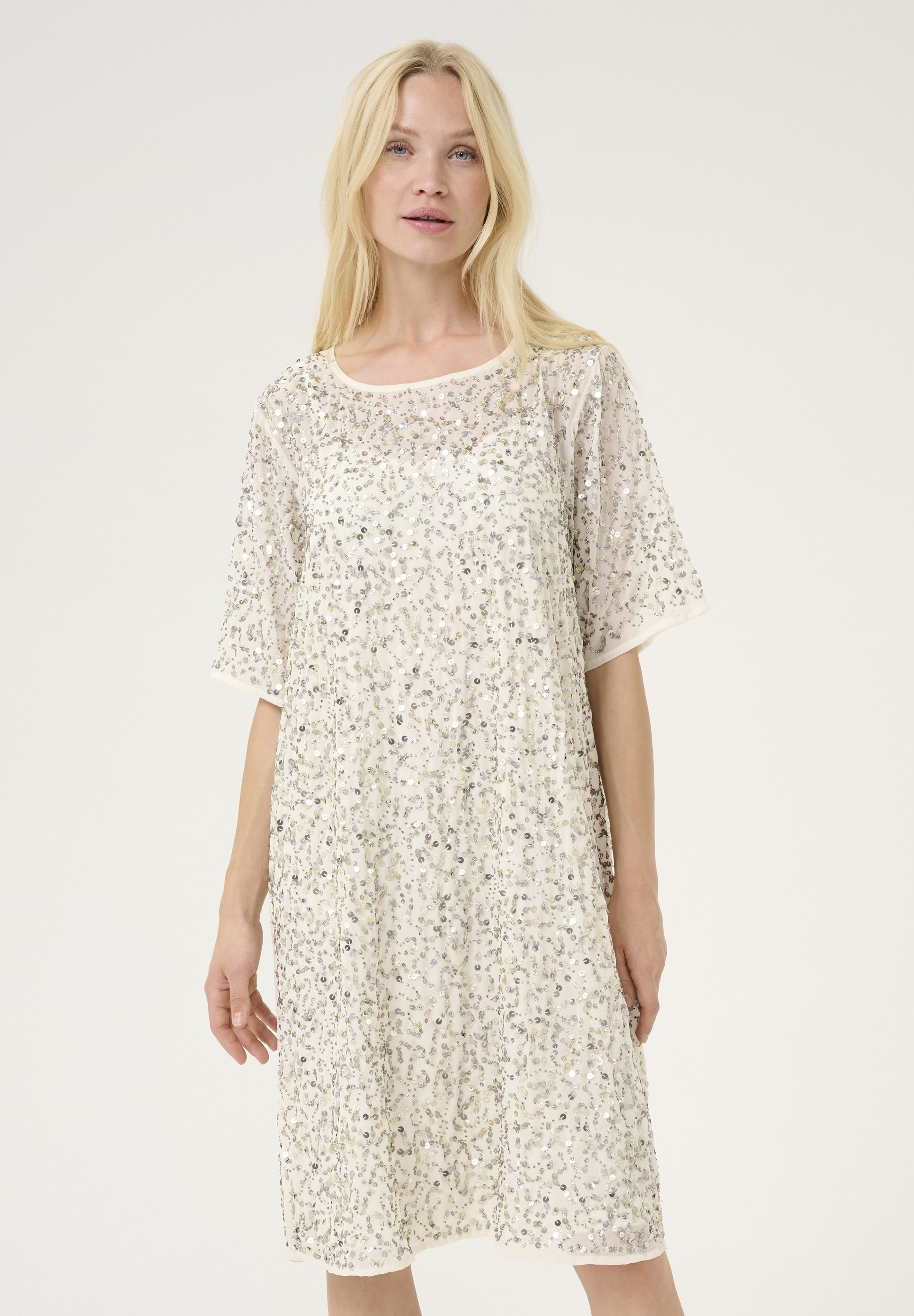 Culture CUCHERINA SEQUINS - Cocktail dress / Party dress - whitecap silver  sequins/white