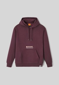 Hoodie violet foncé avec poche avant et cordons de serrage, arborant le logo Kodak et le texte "Le conteur d'histoires de l'Amérique" sur la poitrine.