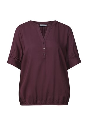Street One, KURZARM BLUSE MIT SPLIT NECK UND ELASTIKSAUM - Blouse - rustic rouge