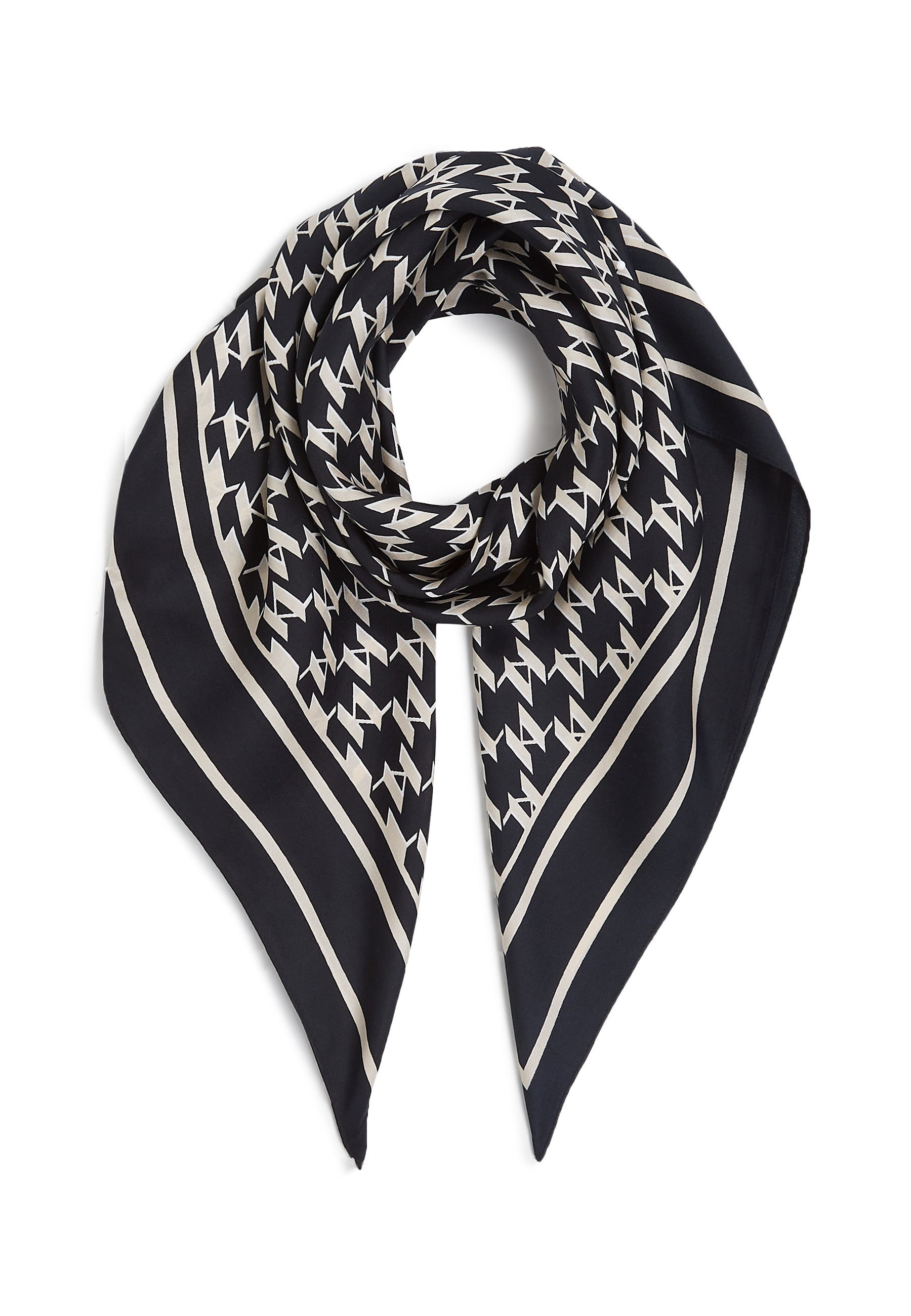 KARL LAGERFELD MONOGRAM SILK - Scarf - black white/multi  display picture 1