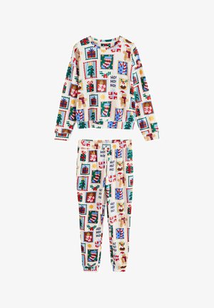 Next, TALL FIT - MATCHING FAMILY CHRISTMAS COSY LONG SLEEVE PYJAMAS SET - Nachtwäsche Set - ecru stamps