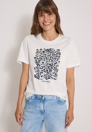 Cecil, T-SHIRT MIT LEO-PRINT UND FOLIENDETAILS - T-shirt imprimé - vanilla white