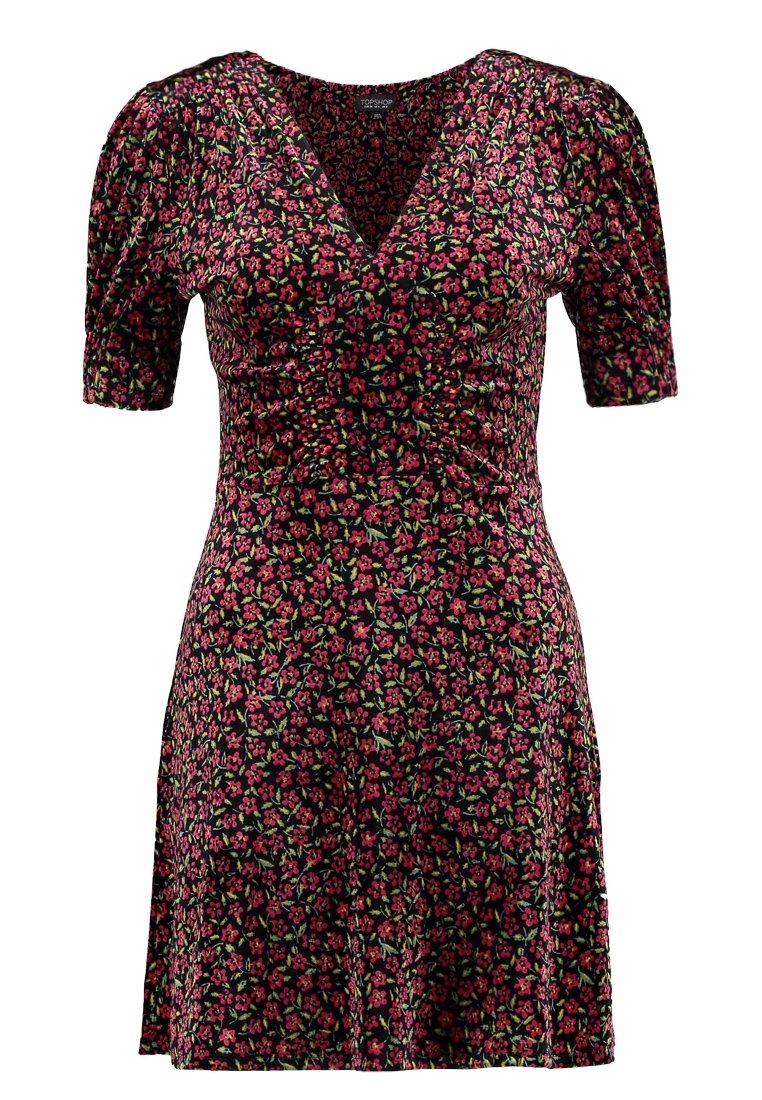 open lace back dress Hot Pink Leopard Print Drop Waist Denim Short Dress