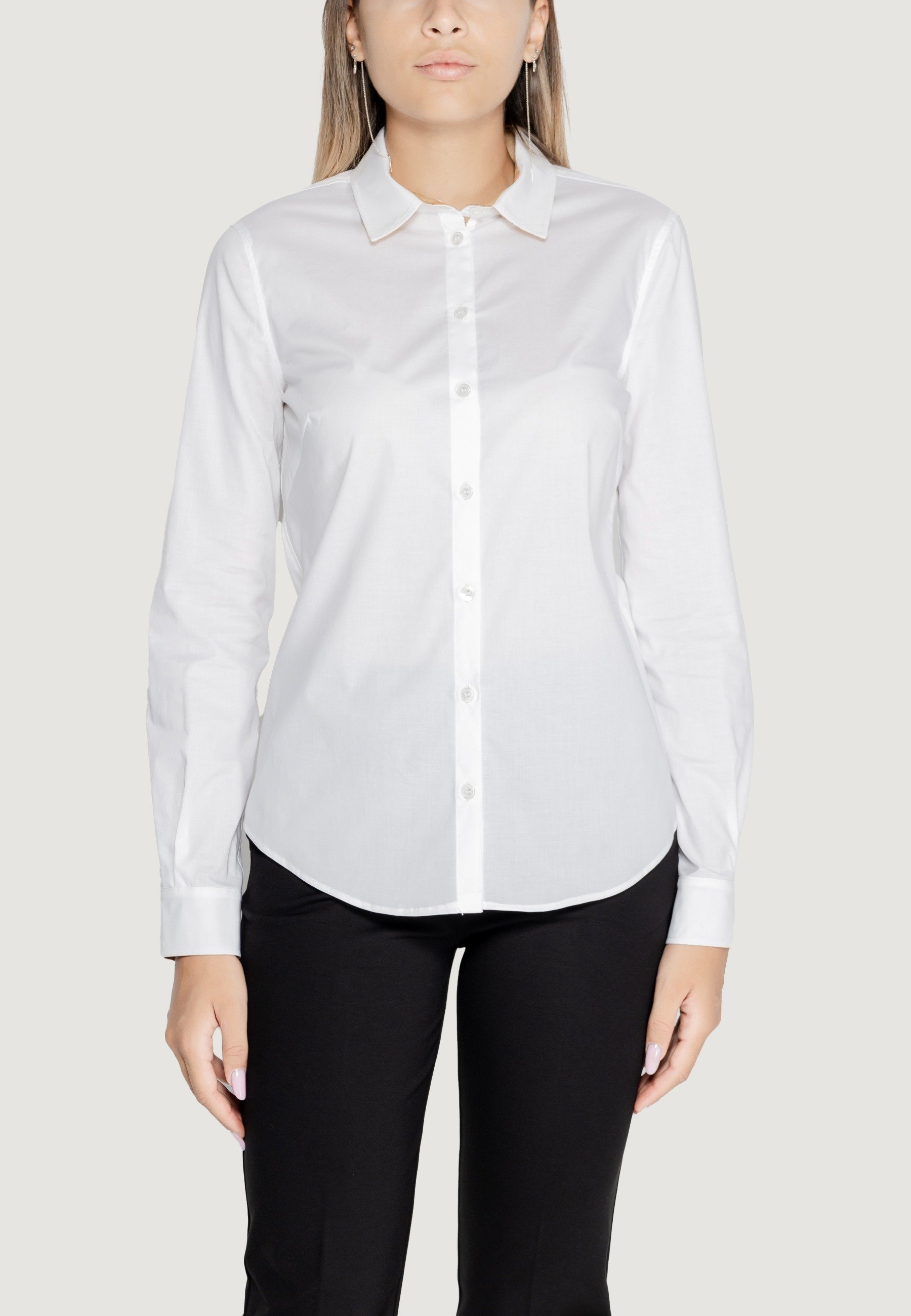 cAMICia bear manica lunga collo koreana con bott.gioiello più pieghe
