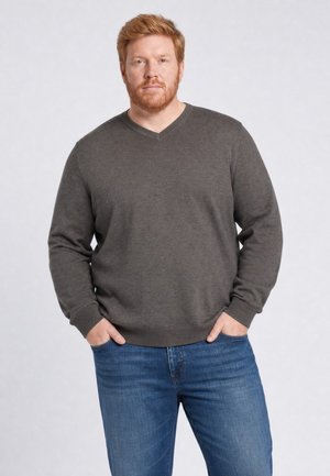 Petrol Industries, PLUS SIZE V-NECK KNIT MILLGATE - Pullover - mossy stone