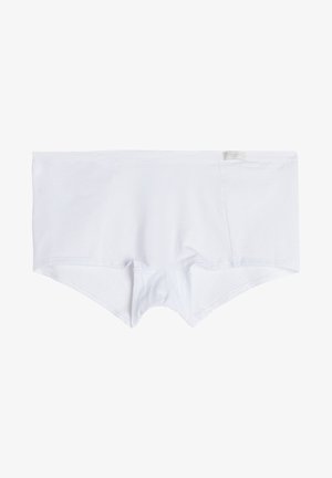 Witte katoenen hipster onderbroek met een gladde textuur, met een brede tailleband en naadloos ontwerp. Geen zichtbare patronen of accenten.