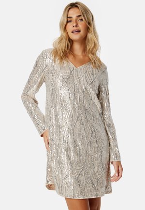 SPARKLING LONG SLEEVE SHORT DRESS - Vestito elegante - beige