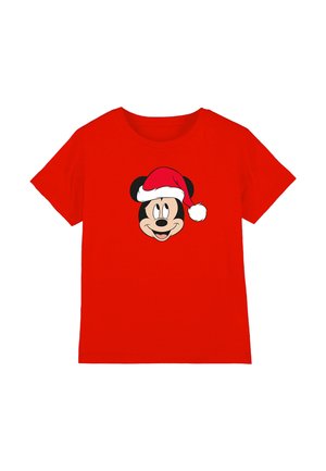 MICKEY MOUSE SANTA HAT - Print T-shirt - red