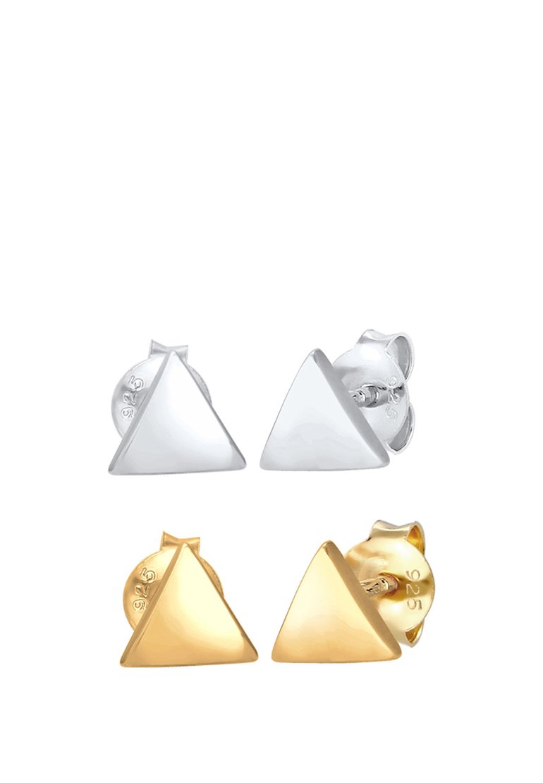Boucles D'Oreilles Femme Triangle Ovale - Acier Inoxydable Doré - Modèle V2 - Neuf Avec Étiquettes
