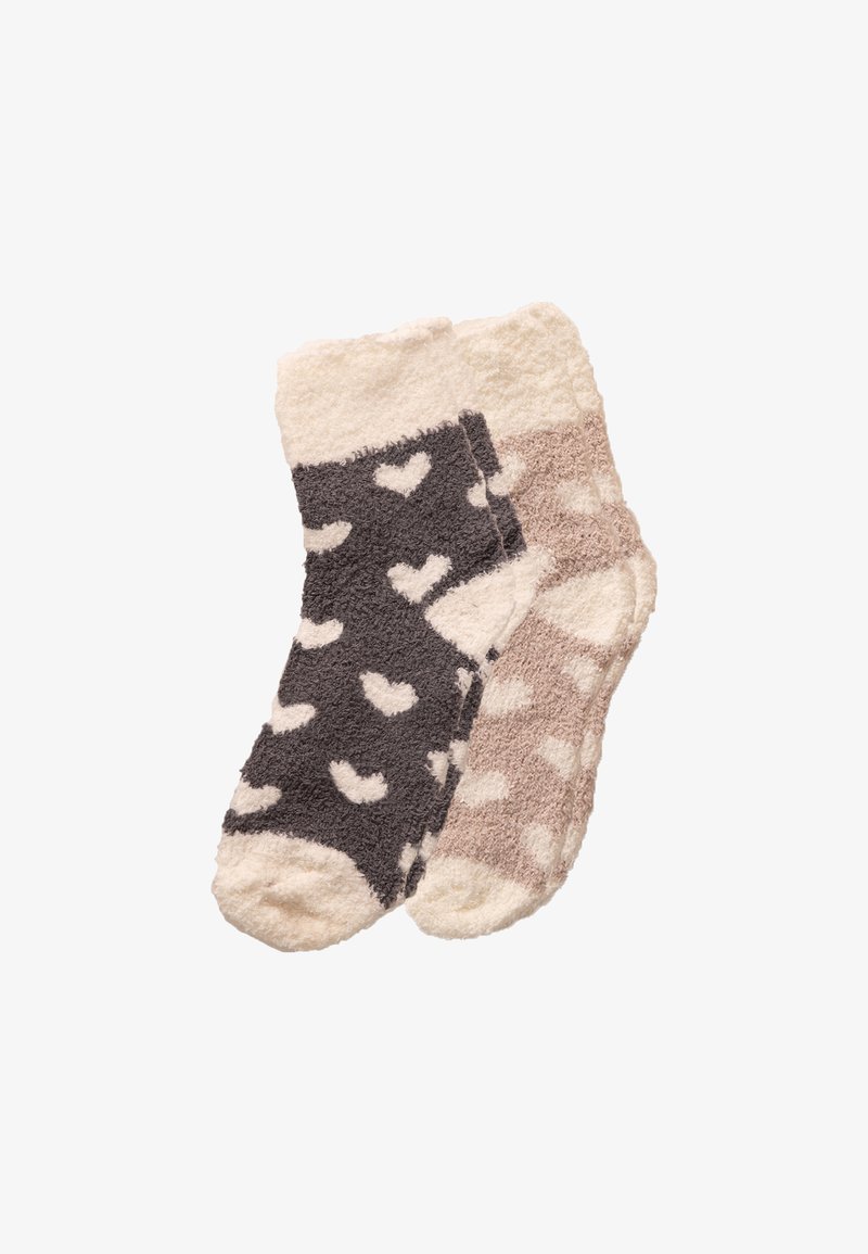 Pamela Mann 2 PACK FLUFFY HEART - Socks - beige/grey