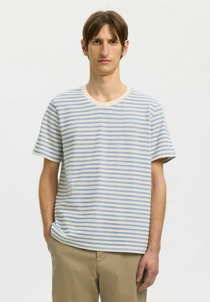 Selected T-SHIRT GESTREIFTES - T-shirt imprimé - egret