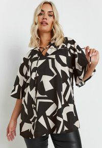 Yours Clothing TIE NECK SLEEVE - Pusero - black