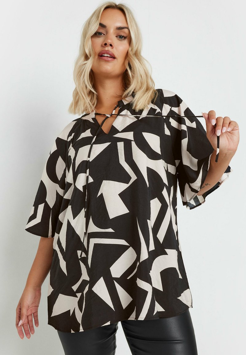 Yours Clothing TIE NECK SLEEVE - Pusero - black