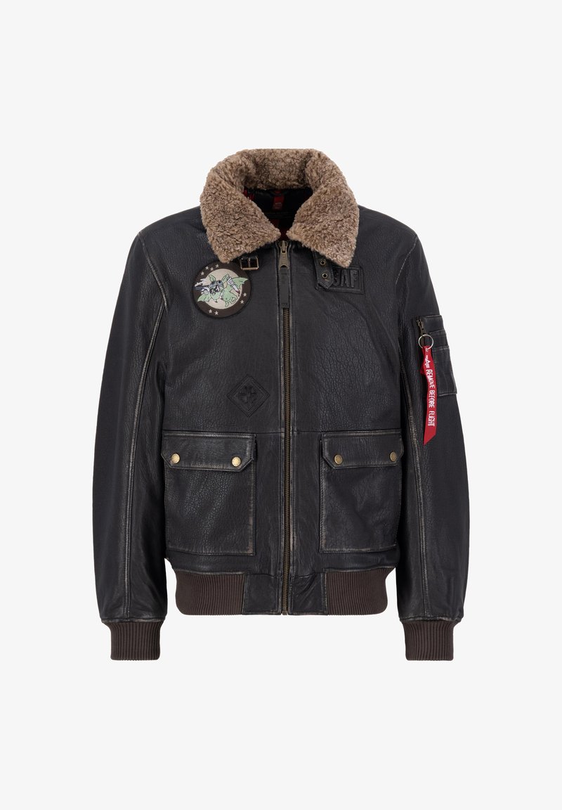Alpha Industries CUSTOM - Leather jacket - vintage brown