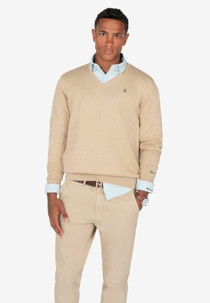 V NECK - Strickpullover - toasted beige