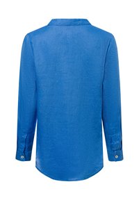 Langarmhemd in strahlendem Blau, aus leichtem Stoff gefertigt. Verfügt über einen klassischen Kragen und Knopfmanschetten mit einem leicht abgerundeten Saum.