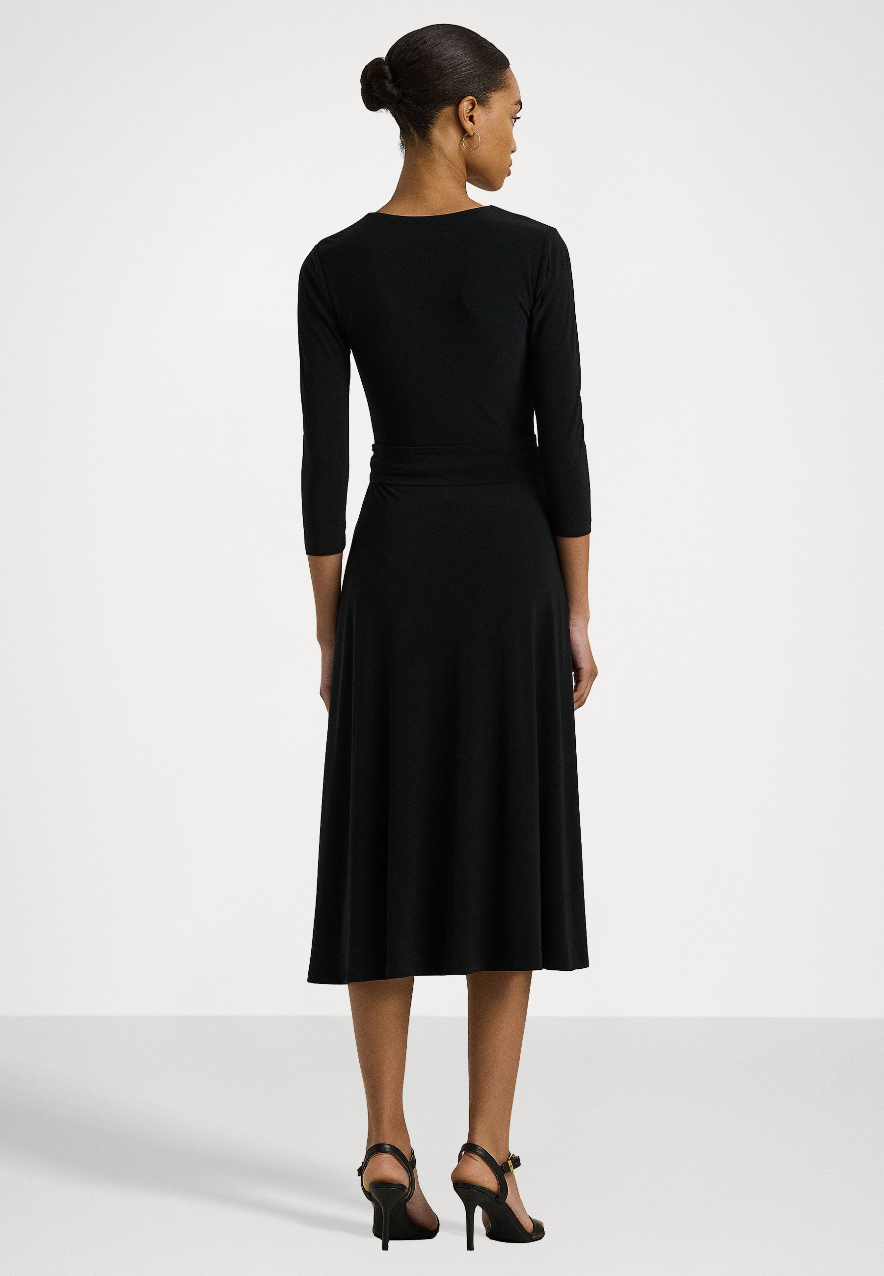 人気品！Ralph Lauren Jersey Lace-Sleeve Dress ワンピース セール】 ベルテッド リブニット ドレス （ミニ丈・ひざ丈