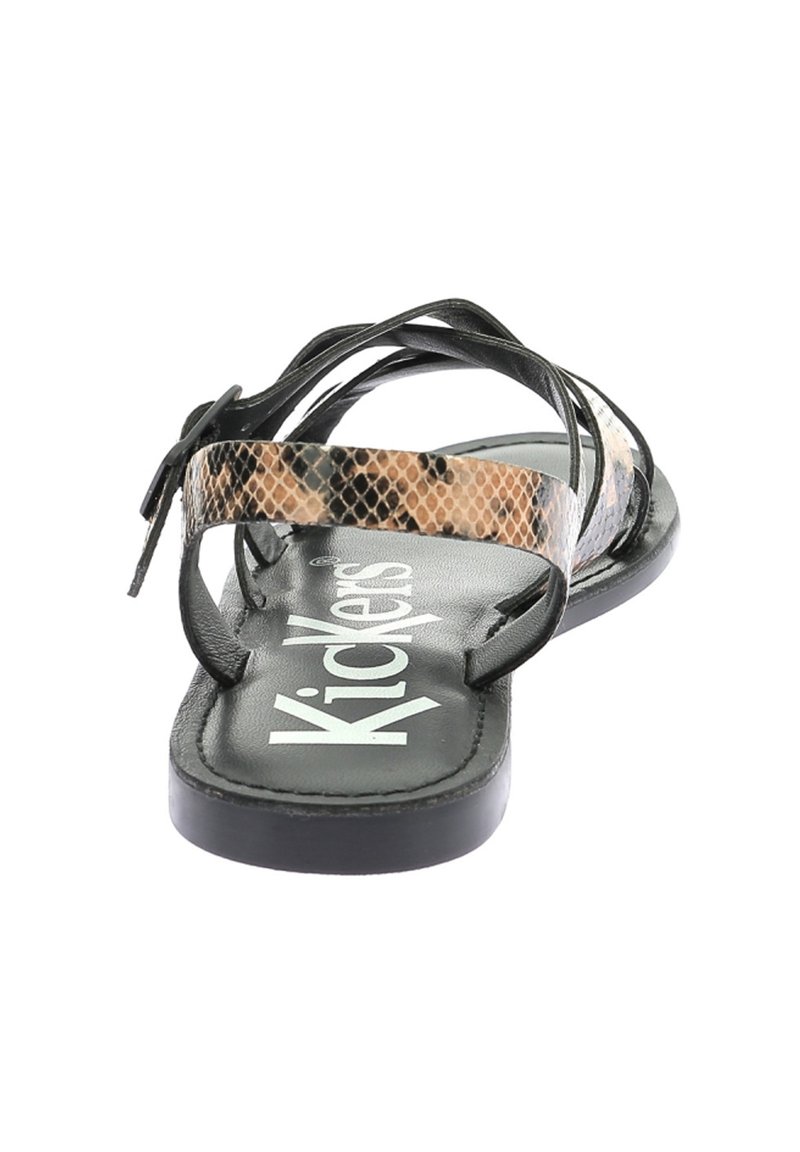 Sandales KICKERS Cuir Noir - Taille 37 - Petits Talons - Semelle Caoutchouc - Occasion Très Légères Traces