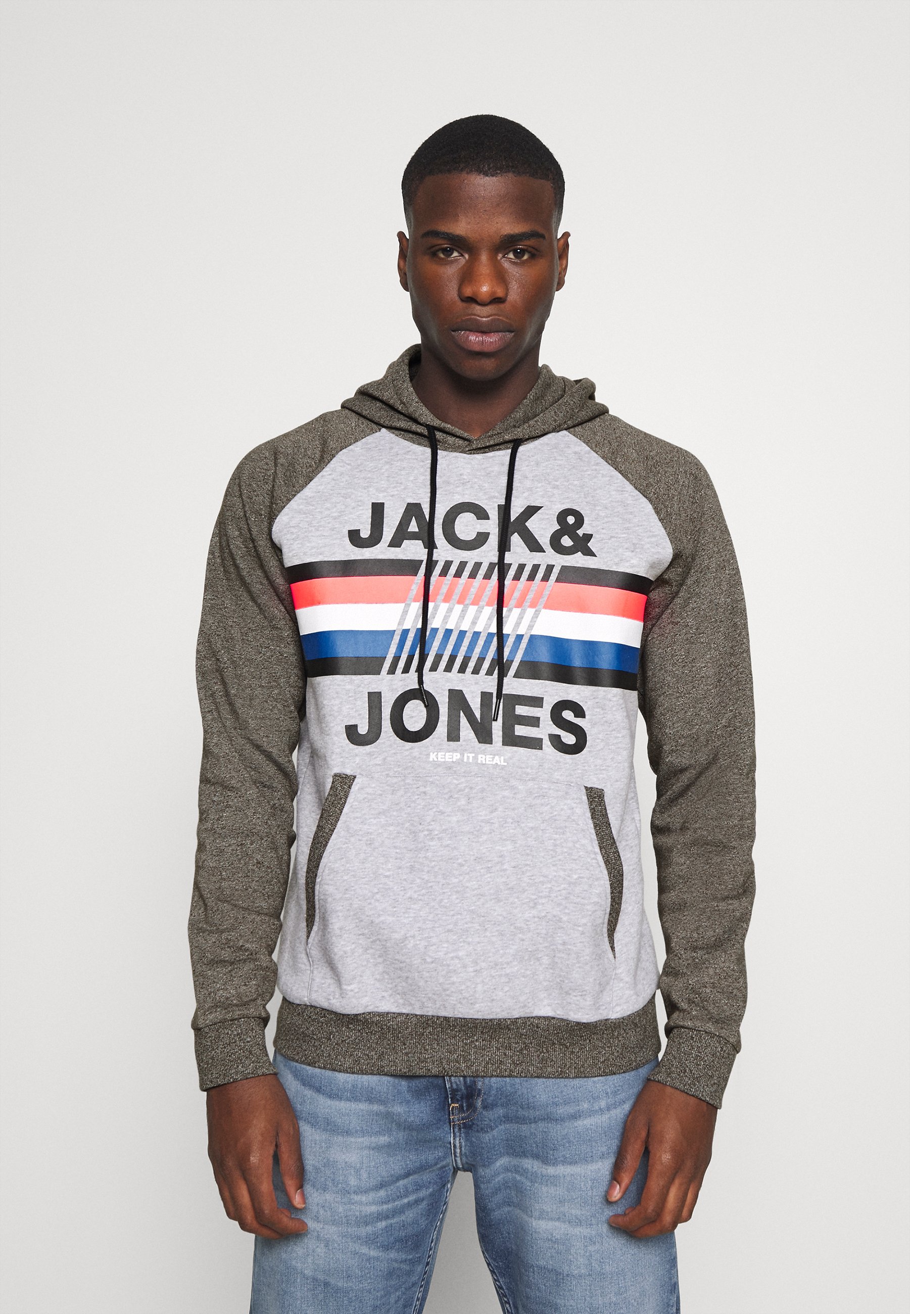 Jack \u0026 Jones JJMOUNTAIN HOOD - Sudadera - light grey melange/gris claro  jaspeado - Zalando.es