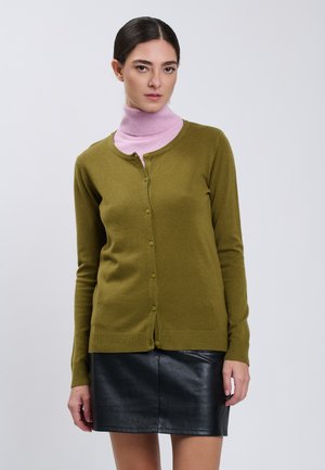 INFLUENCER, INFLUENCER CARDIGAN CREW-NECK BASIC CARDIGAN - Chaqueta de punto - olive