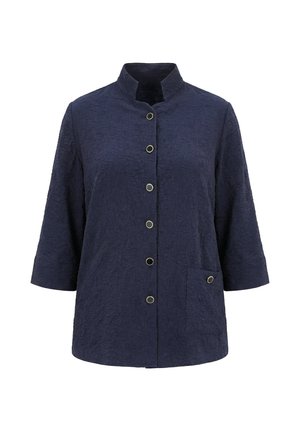 Ulla Popken, TEXTURED STAND-UP COLLAR 3/4 SLEEVE JACKET - Chaqueta fina - dark marine
