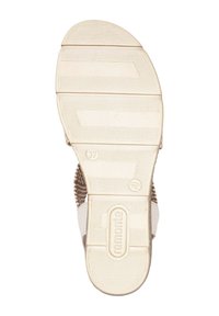 La semelle de la chaussure est en caoutchouc blanc avec des lignes de texture pour une meilleure adhérence, affichant la marque "remonte" et la taille "37". Design plat et large.