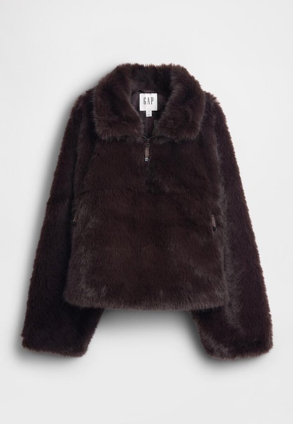 GAP GAP SANDY LIANG VEGAN FUR HALF-ZIP PULLOVER - Sweat polaire - terra ...