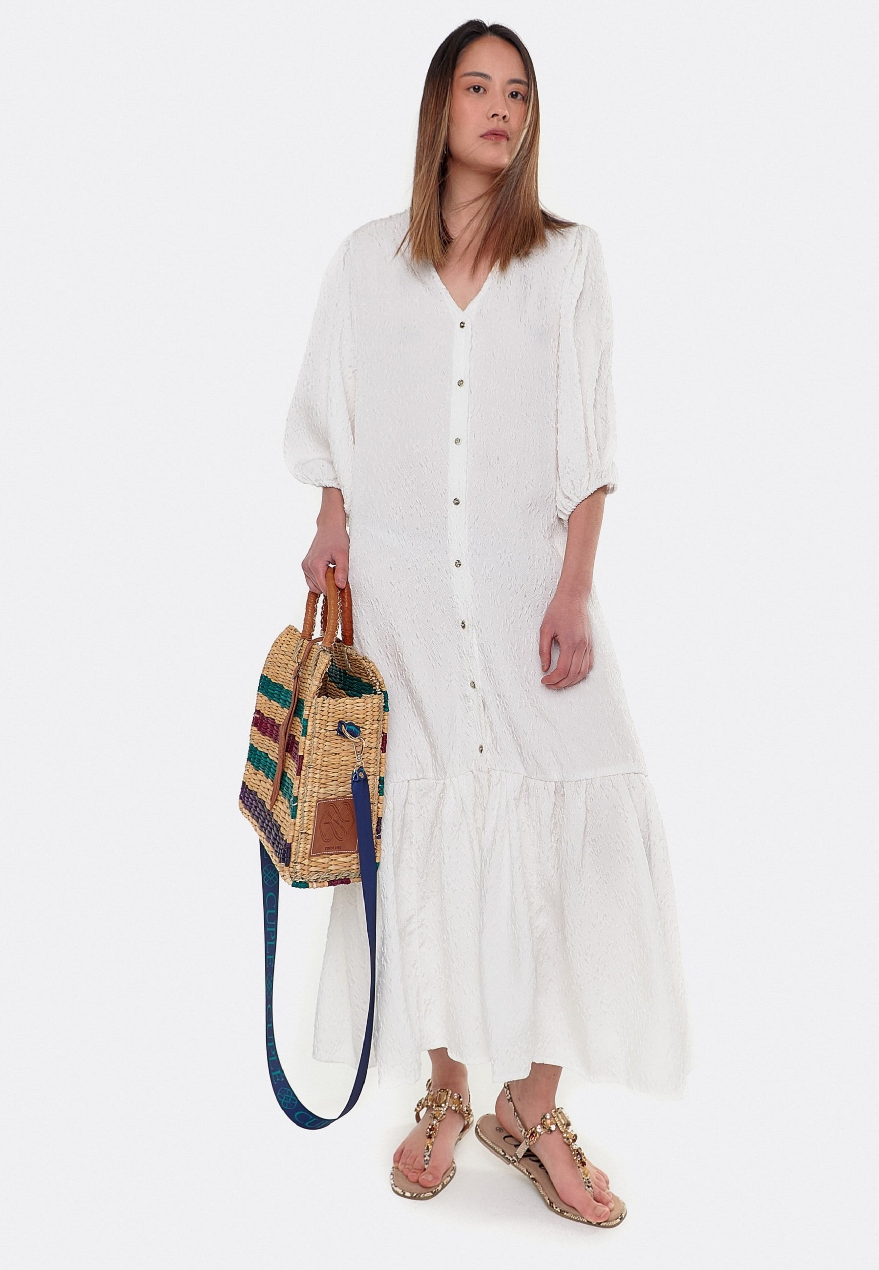CUPLÉ Vestido largo - white/blanco - Zalando.es