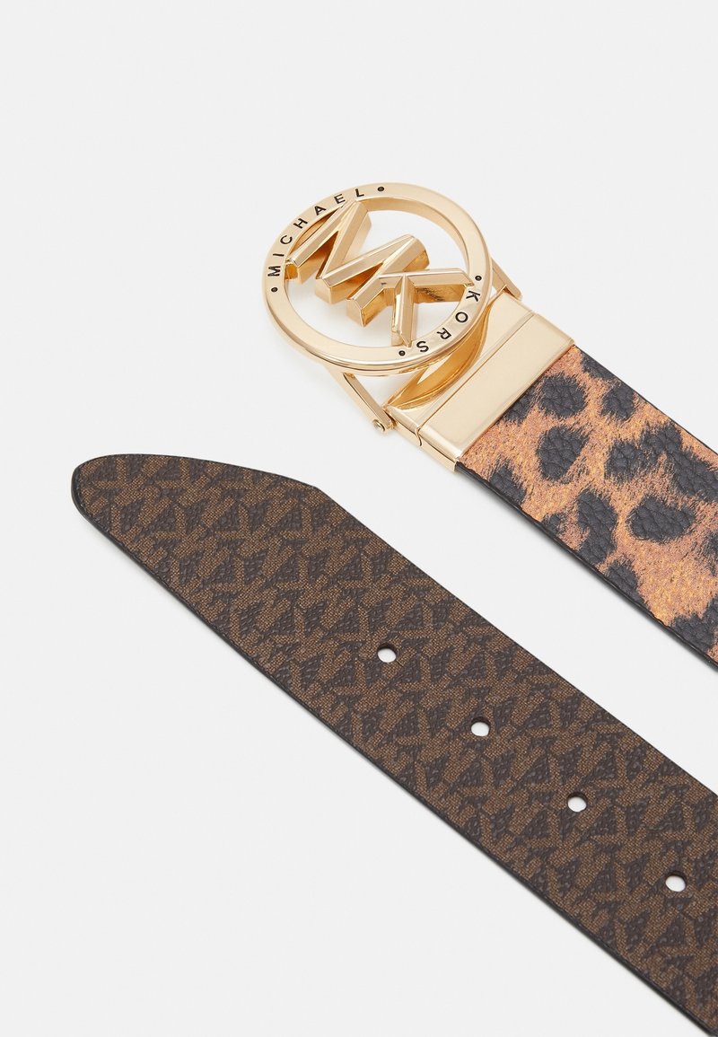 Michael Kors Leopard Print Belt with Gold MK Circular Buckle MICHAEL Michael Kors Belt - multi-coloured - (Pre-owned  main image 4