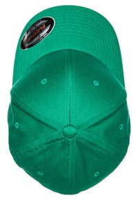 Gorra de béisbol verde hecha de algodón con una forma estructurada. Presenta un visera curva y seis ojales de ventilación en la parte superior.