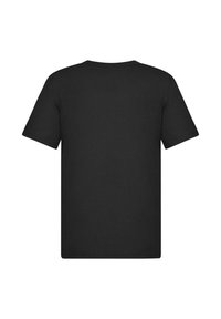 Sort bomulds t-shirt med korte ærmer, klassisk rund hals og en glat tekstur. Ingen synlige logoer eller mønstre; ensfarvet design.