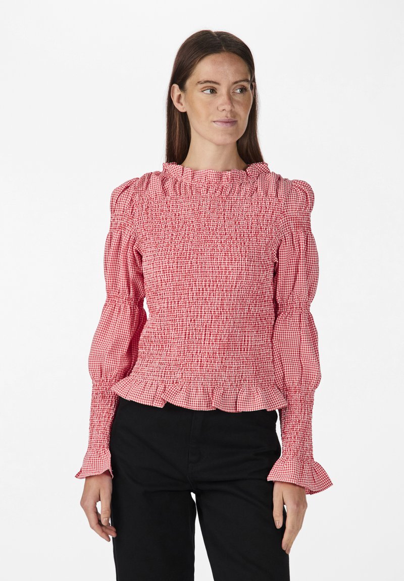 YAS YASCHECKA SMOCK - Μπλούζα - flame scarlet/white