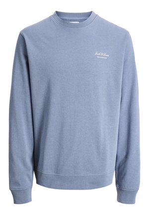 Hellblauer Sweatshirt mit Rundhalsausschnitt, langen Ärmeln und kleinem "Jack & Jones Archive Selection"-Logo auf der linken Brust.