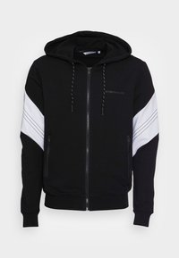 HOODIE SLIM FIT IN STRETCH TERRY  - Camisola com fecho - black