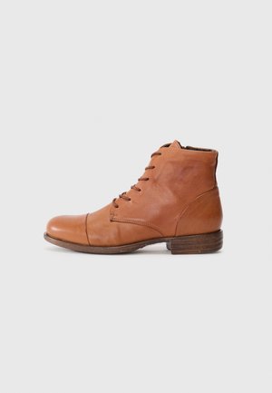 Lace-up ankle boots - cognac