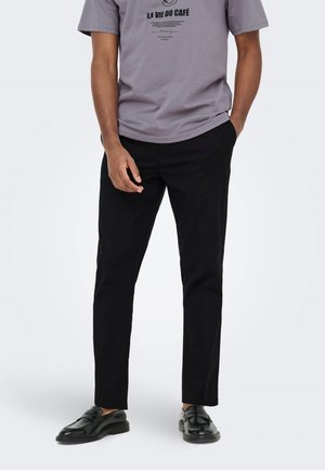 Only & Sons, ONSREID LINUS TAPERED SLUB - Trousers - black