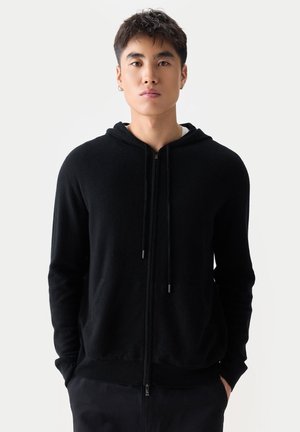 ZIP-UP HOODIE - Strickjacke - black