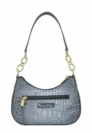HANDPAINTED - Handtasche - croco embossed silver grey